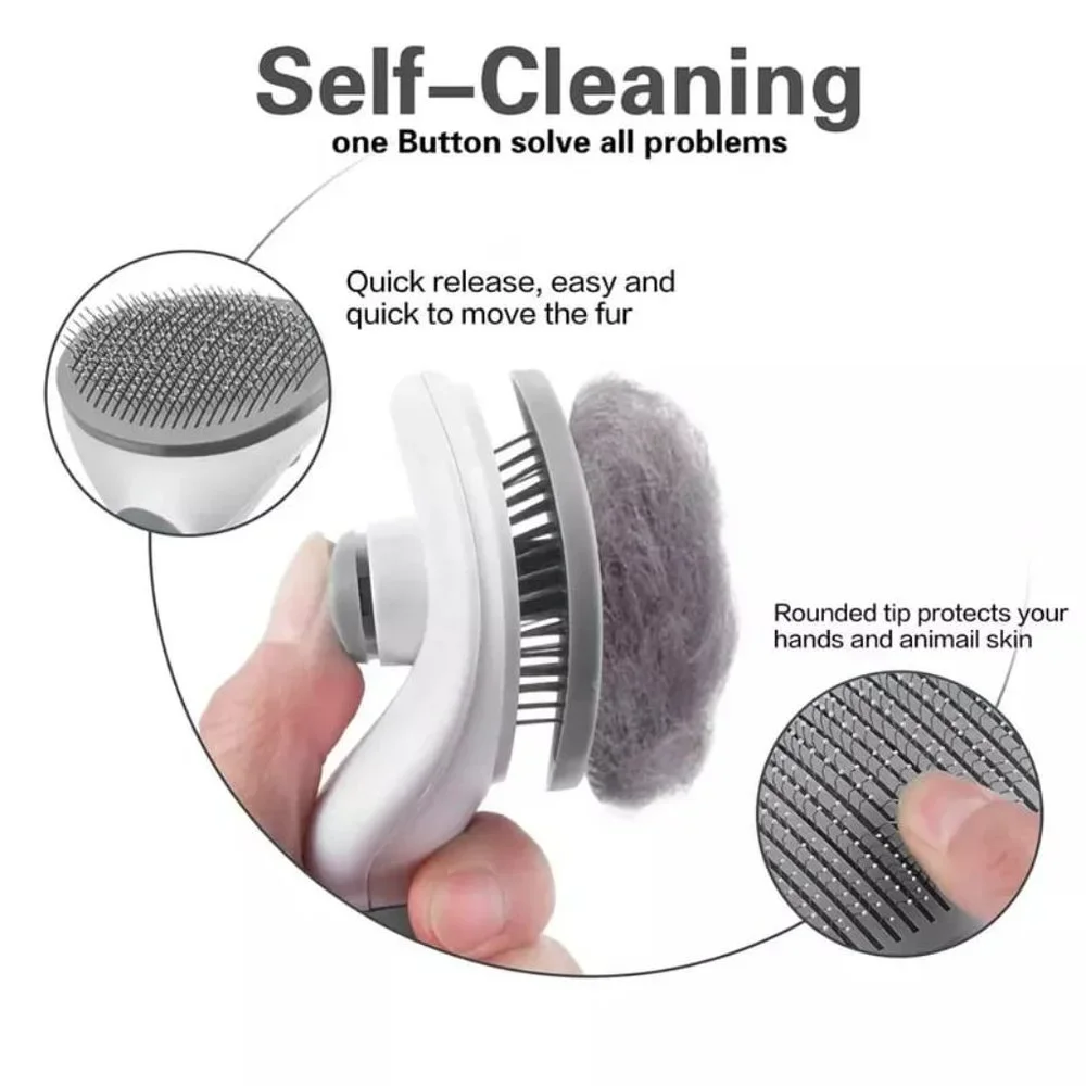 Pet Hair Remover Dog Cat Comb Grooming Massage Deshedding Self Cleaning Brush
